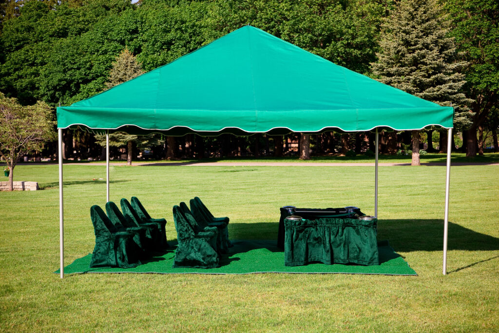 HIllside tent set up