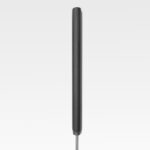 A sleek, cylindrical black Rammer Probe with a thin metal base stands against a light gray background, evoking the design of a futuristic probe.