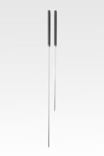 Two long, thin Rammer Probes with black handles and pointed ends are set downward against a light gray background.