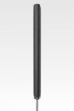 The Rammer Probe, a sleek black cylindrical device, is mounted on a thin vertical rod against a plain white background.