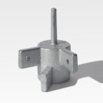 Frame Fittings: A metal object featuring a central cylindrical body, a vertical rod on top, and two flat horizontal extensions with holes on each side.