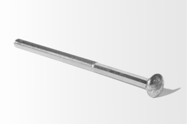 Close-up of a stainless steel screw with a flat, circular head on a light gray background, reminiscent of Stainless Steel Lot Markers.